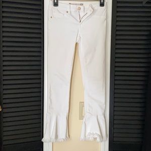 Chelsea & Violet White Ruffle Jeans